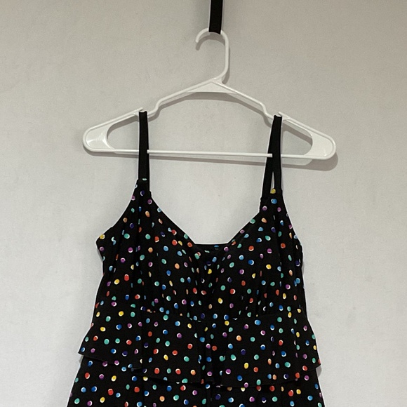 Great Lengths Swimdress Swimwear Womens 10 Black Polka Dot Tiered Bra Cups - Picture 3 of 11